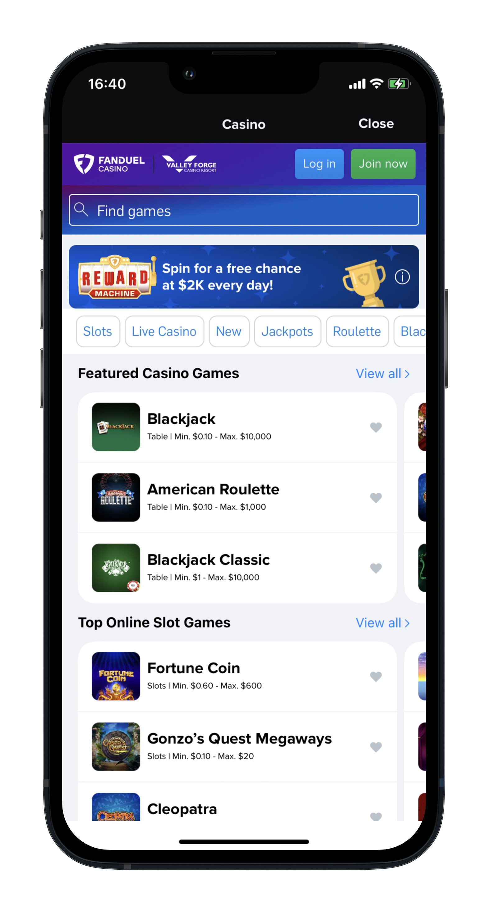 FanDuel Casino on iPhone