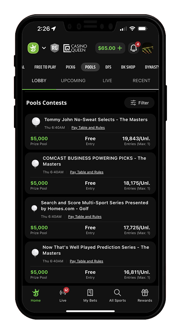 DraftKings free-to-play pools